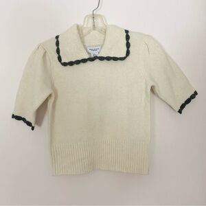 Song of Style Cream and Gray scalloped Sweater